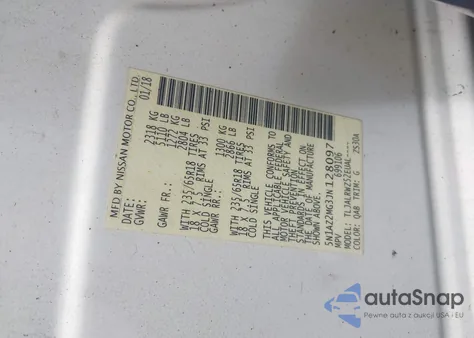 2018 Nissan Murano Sl z USA, uszkodzony, nr VIN 5N1AZ2MG3JN128097